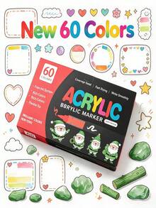 24/36/48/60pcs Colorful Acrylic Marker Pens, Direct Liquid Soft Tip, Layerable Painting Pens, Watercolor Markers, DIY Marking Pens, Architectural Measurement Woodworking Marking Pens, Office Drawing Markers, Random Colors, Random Packaging - Sets - View 2