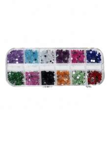 Set Seni Kuku Rhinestone Warna-warni 12 Kotak (Warna Campuran Acak) - Rhinestone Resin Datar 3D; Cocok untuk Seni Kuku, Kerajinan Tangan, dan Dekorasi Kain/Pakaian; Aksesori Seni Kuku DIY Multifungsi - MultiWarna - View 8