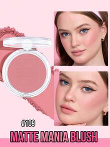 MISSLYN 1 Palette Matte Blush, 8 Colors Matte Finish, High Pigment Silky Texture, Long-Lasting Easy Blending, Face Blush Palette, Suitable For Daily/Party/Y2K, Soft Makeup Look/Rosy Cheeks/Natural Glow, Blush Powder, Halloween Makeup - #109 Cherry Bloom - View 2