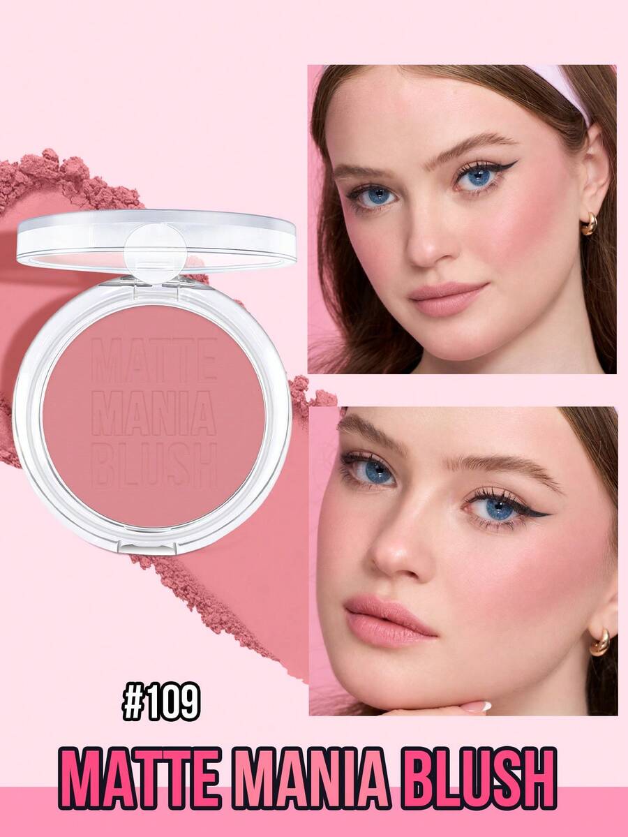 MISSLYN 1 Palette Matte Blush, 8 Colors Matte Finish, High Pigment Silky Texture, Long-Lasting Easy Blending, Face Blush Palette, Suitable For Daily/Party/Y2K, Soft Makeup Look/Rosy Cheeks/Natural Glow, Blush Powder, Halloween Makeup