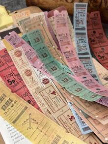 A Pack Of 15/30 Vintage Ticket Notes DIY Collage Decorative Material Stickers - Multicolor - View 4