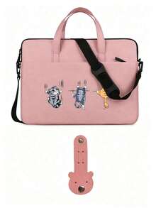 Laptop Bag, Compact Shoulder Bag With Accessory Compartments, Cat Print Design, Equipped With Detachable And Adjustable Shoulder Strap, Data Cable Storage, Fits In Suitcase, Laptop Protective Case, Briefcase, Document Storage Bag, Portable Commuter Bag, Suitable For Laptop And Tablet, Travel, Commute, Back To School, Halloween, Christmas Gift - Multicolor - View 17