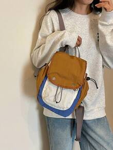 Backpack Drawstring Flap Mini Backpack Multi Pocket Lightweight For Daily Travel Outdoor Nylon Backpack - Multicolor - View 11