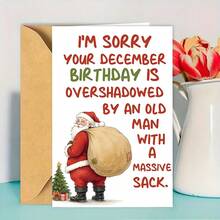 1PC-Fun Christmas Birthday Card With Envelope Merry Christmas Card Funny Christmas Card For Friends And Couples Perfect Christmas Gift For Anyone - Single Piece - View 1