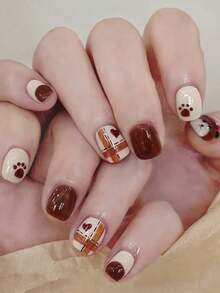 Christmas Semi Cured Gel Nail Strips, 20Pcs Long Lasting Salon Quality Wraps, Easy Apply & Remove Gel Nail Stickers With UV Light - Redwood - View 5
