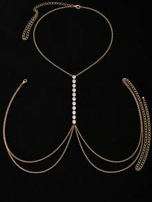 XYHEALER 1 dây chuyền lưng đính đá rhinestone màu vàng cho nữ, trang sức xích đeo thân pha lê cho váy hở lưng, phụ kiện cô dâu đám cưới dạ tiệc buổi tối - Nhiều màu - Xem 4
