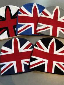 1 buah Topi Rajut Jacquard Union Jack Gaya Eropa & Amerika, Topi Rajut Hip-Hop Hangat Unisex Musim Gugur/Dingin yang Dapat Dipersonalisasi - A - View 5