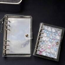 1 A7 A6 M5 Size Glitter Star Transparent Leaf Binder, Laser Holographic Binder, Transparent Inner Page Refills, PP Material Refills, PET Transparent Sticker Book, Binder Set, Notebook Set, Transparent Sticker Book - Multicolor - View 1