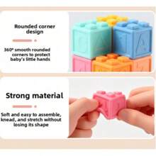Khối gặm nướu silicon mềm cho bé, đồ chơi giáo dục sớm có thể luộc khử trùng, màu macaron dịu nhẹ bảo vệ mắt, họa tiết 3D dập nổi số, hình học, động vật và chữ cái, đồ chơi gặm nướu silicon giáo dục cho trẻ sơ sinh và chập chững tập đi, xếp chồng tự do lắp ráp bằng tay - Nhiều màu - Xem 6