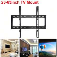 1pc Ultra-Thin TV Wall Mount, Fits 26-60 Inch TVs, Low Profile Design, Max Load 50kg (110lbs), VESA 400x400mm, Secure TV Installation, Create Immersive Visual Experience - Black - View 2