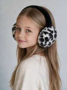 1pc Kids Leopard Print Faux Fur Earmuffs, Foldable Fluffy Winter Ear Warmers, Windproof Outdoor Ear Covers For Girls - Multicolor - View 6