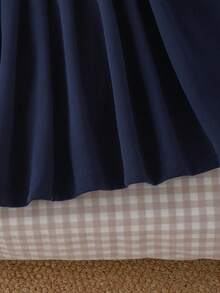 2pcs/Set Gaun Lengan Panjang Gaya Akademi untuk Balita Perempuan dengan Lencana Pita 3D, Musim Semi/Musim Gugur - Navy Blue - View 6