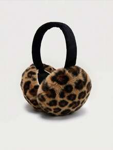 1pc Kids Leopard Print Faux Fur Earmuffs, Foldable Fluffy Winter Ear Warmers, Windproof Outdoor Ear Covers For Girls - Multicolor - View 8