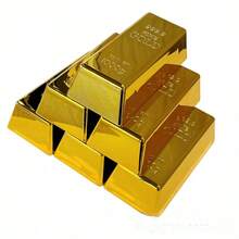 1pc Replica Gold Brick Model, Faux Gold Bar Party Decoration, Fun Stage Trick Accessory, Birthday Gift, Holiday Present, Thanksgiving Gift - Multicolor - View 3
