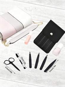 6pcs/Set, Eyebrow & Eyelash Grooming Kit, Includes 4 Tweezers 1 Beauty Scissors 1 Eyelash Brush, Professional Makeup & Beauty Tools, Eyebrow Tweezers, Eyebrow Scissors, Travel Portable Set, Suitable For Commercial And Home Use, Eye Makeup Tools, - Multicolor - View 5