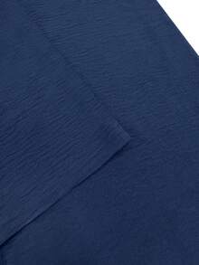 Plus Size Women's Solid Color Drawstring Waist Casual Daily Long Pants - Navy Blue - View 11