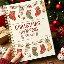 Shopping List Record 1pc Fun Colorful Socks Ornament, Christmas Shopping List Notebook, Gift Budget Planner, Expense Control Manual, Christmas Planning Pages, Workplace Christmas Gift, Personal Holiday Planner, Gold Spiral Binding, Smooth - Notebook - View 1