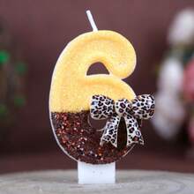 1pc Digital Birthday Candle Leopard Print Bow Cute Girly Atmosphere Color Block Handmade Candle Birthday Party Theme Party Cake Decoration Candle Number Candle - View 22