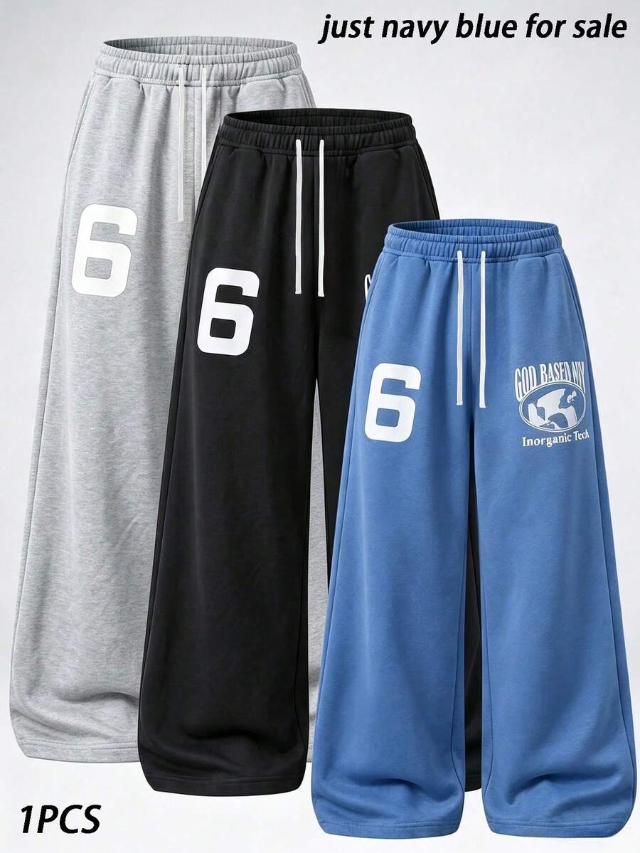 Men's Casual Sports Straight Leg Pants, Drawstring Waist, Polyester Fabric, Leisure Long Pants, Available In Multiple Colors, Unisex - Violet Purple - View 1