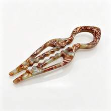 Acetate U-Shaped Double-Prong Hair Stick, Women's Daily Bun Fixing Hair Accessory - Multicolor - View 27