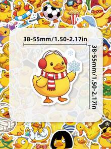 50Pcs Cute Funny Yellow Rubber Duck Sticker Pack, Assorted Cosplay Duck Decals, Aesthetic Decor Stickers For Teens Adults Journal Scrapbooking, Laptop Water Bottle DIY Craft Projects - Yellow - View 5