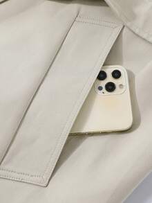 Manteau trench premium style coréen début d'automne avec écharpe, manteau ample unique à double boutonnage décontracté pour le port quotidien et les voyages, printemps/automne - Nude - Voir 5