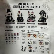 1 Set 3D Beads Kit, Multiple Styles. Bead Animal Set, Miniature 3D Bead Animal Kit, Halloween Keychain Bead Making Set, Includes Instructions And Materials. Cute And Unique Handmade Halloween Decorations. - Multiple Styles - View 15