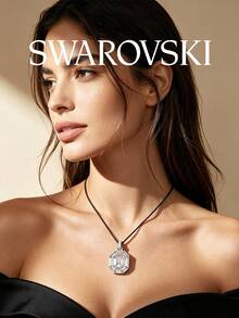 Kalung Swarovski Lucent Octagonal Cut Black Cord untuk Wanita, Liontin Kristal Transparan Persegi Panjang Besar, Tali Panjang yang Dapat Diatur, Perhiasan Mewah - Perak - View 4