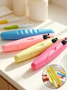 [Travel Storage Accessory] Printed Cute Black Cat Toothbrush Box, Portable Travel Toothbrush Case With Solid Color Sealed Lid, Waterproof - Multicolor - View 1