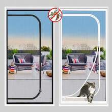 U-Shaped Zipper Anti-Cat/Dog Mesh Screen, Self-Adhesive Seal Window Mosquito Net, Easy Installation - Black - View 7