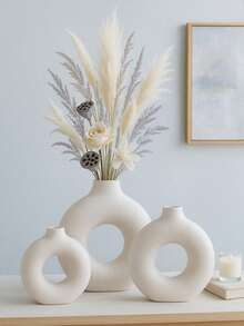 3/2/1pc White Vase Modern Home Decor Round Matte Reed Vase Minimalist Nordic Bohemian Style Suitable For Wedding Dining Table Party Living Room Office Bedroom - 1PC - View 1