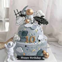 1pc Cute Creative Astronaut Cake Topper Decoration,Christmas - Gold - View 4