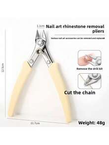 Christmas Upgraded Cream White Metal Heavy-Duty Nail Rhinestone Remover, Diamond Decorated Scissors With Cardboard Packaging, Professional Nail Art Tool, Suitable For Salon Nail Artists And DIY Home Nail Rhinestone Removal - Multicolor - View 5
