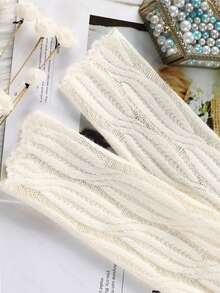 Women's Brushed Semi-High Neck Lace Base Layer Top, Autumn Thin Inner Layer Sweater, Long Sleeve Warm Top - Apricot - View 2