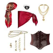 9pcs Women's Pirate Costume Accessories Set, Halloween Costume Accessories, Adult Set (Clothing Not Included) - Multicolor - View 6