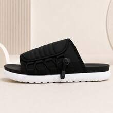 Chinelo Slide Masculino Ajustável Acolchoado Preto Solado Branco - Preto - Visão 8