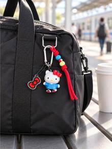Miniso Sanrio Characters Street Style Keychain With Carabiner, Beaded Rope Strap And Mini Charm For Handbag Backpack Tote Bag, Birthday Christmas Gift - Style 1 - View 5