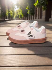 Children's Spring/Autumn Fashion Casual Versatile New Style Training Shoes With Hook-And-Loop Wide Strap Butterfly Decor Comfortable College Style - Pink - View 1