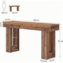 Recibidor de Entrada Mueble de 160 centímetros de Largo, Mesa recibidor de Entrada Rectangular de Madera para Colocar detrás del sofá, credenza recibidor rústico para Pasillo o Sala de Estar. - Caqui - Ver 2