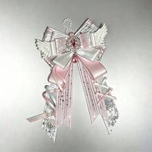 1pc Satin Ribbon Heart Rhinestone Bow Bag Charm, Anime Cosplay Concert Convention Lolita Ita Bag Accessory, Badge Matching Handmade Long Ribbon Lace Wings Pearl Star Polka Dot Satin Ribbon Decoration Accessory - A - View 5