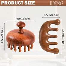 Wooden Scalp Massager & Hair Comb For Daily Hair Care - Brown - View 6