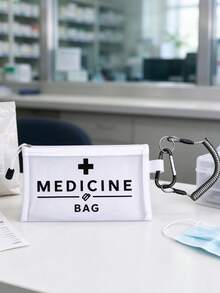 Kantong Penyimpanan Bermotif "Obat", Tas Organizer, Dompet Rantai Anti Pencurian, Tempat Paspor, Pengatur Kabel, Tas Kosmetik, Dompet Koin, Desain Jaring untuk Akses Mudah, Cocok untuk Penggunaan Sehari-hari dan Perjalanan - MultiWarna - View 8