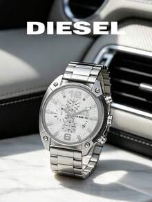 DIESEL DZ4203 Men's Chronograph Watch, Silver Stainless Steel Band White Dial Sports Watch - Silver - View 3