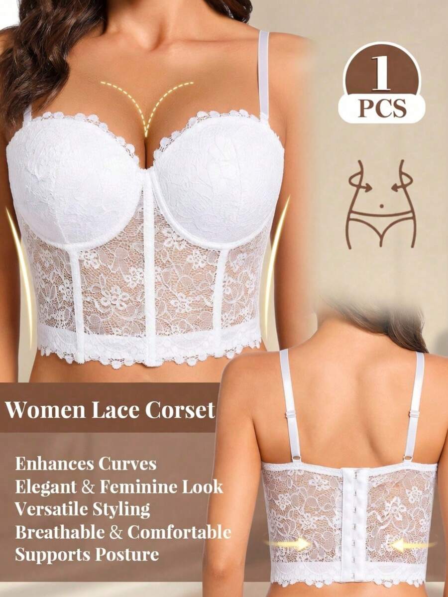 mimilemon Women's Lace Underwire Bra With Removable Straps - Lift And Support, Side Support, Sexy And Comfortable, Fashionable For Daily Wear - White - View 1