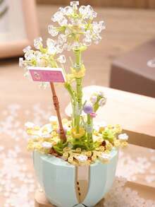 302PCS Dandelion Flower Building Blocks Set, Miniature Small Particle Potted Plant Bonsai Model, DIY Realistic Floral Desktop Decor - 1 Item - View 2