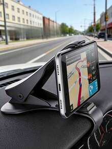 Car Dashboard Phone Holder, Clip-On Navigation Mount For Center Console, Multi-Function Universal Phone Stand - A - View 2