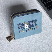 Christmas Print Card Holder Lightweight Fashionable Wallet Suitable For Party For Women Double Zipper Mini Wallet Purse Wallet Card Wallet - Multicolor - View 13
