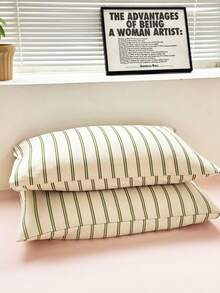 1pc 100% Polyester Back To School Season Minimalist Striped Pillowcase (No Insert) Versatile Machine Washable All Season - Stripes - View 1