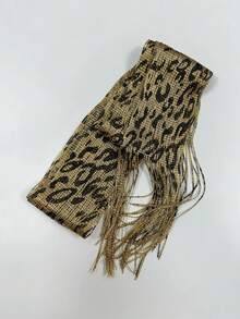 1pc Tassel Shiny Zebra & Leopard Print Scarf, All-Season Versatile Multi-Use Party Evening Dress Ribbon Long Scarf - Zebra and Leopard Print Style - View 14