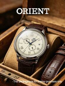 Orient RA-AK0702Y10B Automatic Mechanical Watch Cream Roman Dial Brown Embossed Strap Men Wrist Watch - Silver - View 9